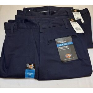 NWT 2 Pair DICKIE's  Men's Cotton Work Pants 40x32 Relaxed Fit Straight Leg Navy